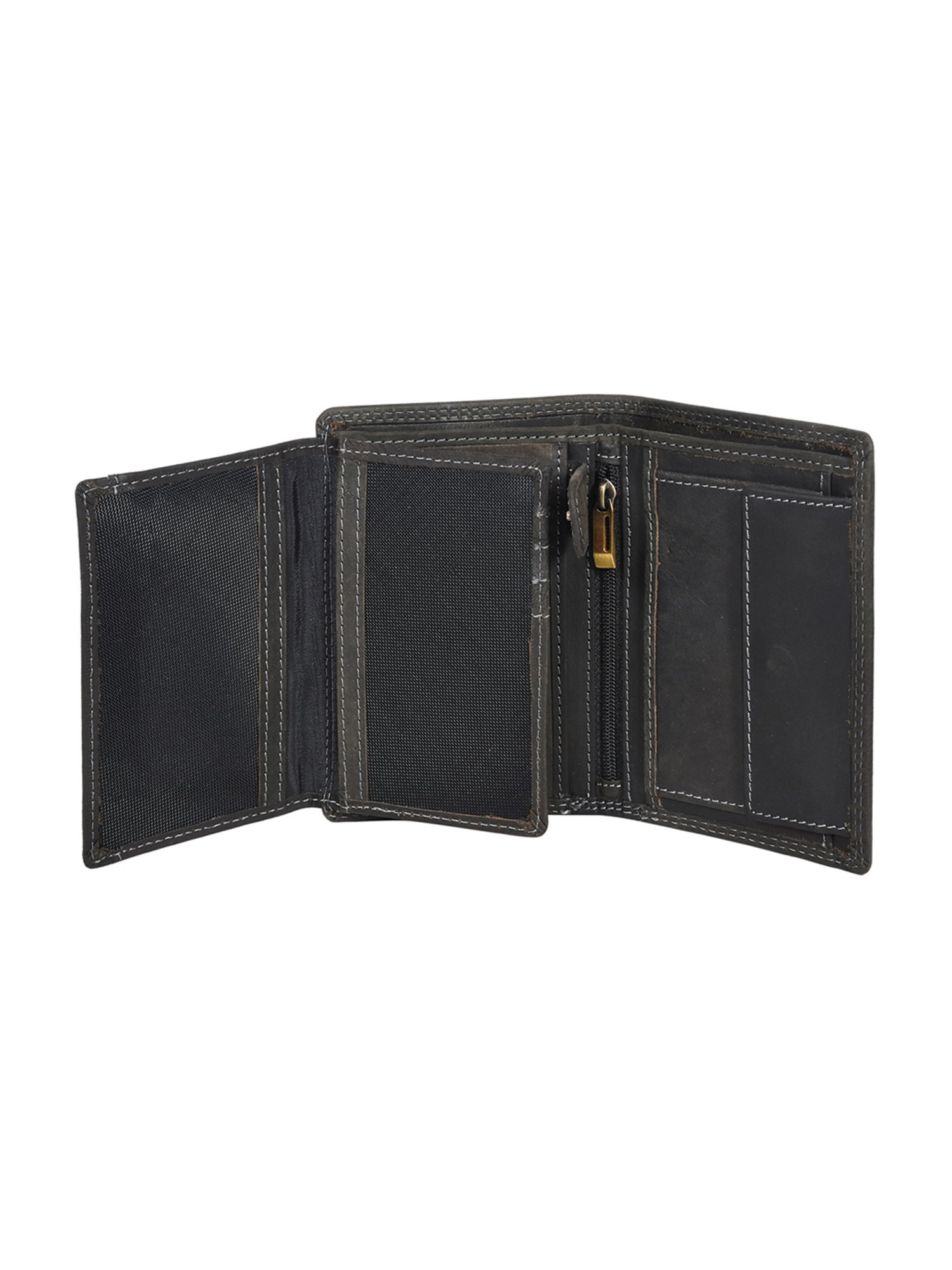 SASSORA Black ARLO Textured Small Leather Bi-Fold Wallet