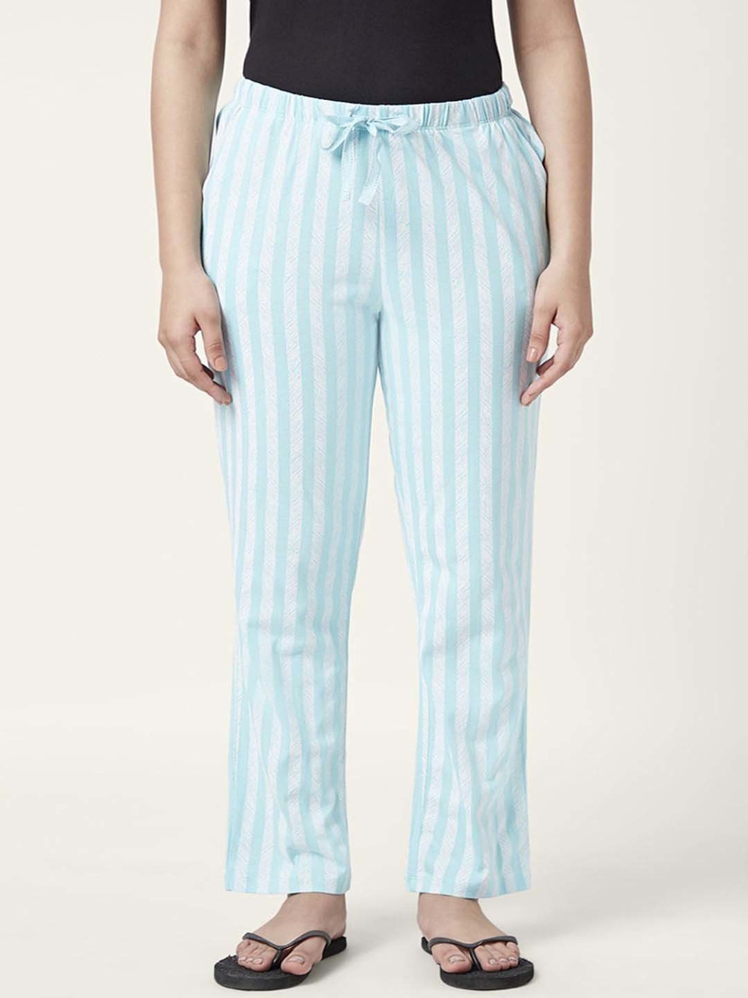 Dreamz by Pantaloons Blue Cotton Striped Pyjamas