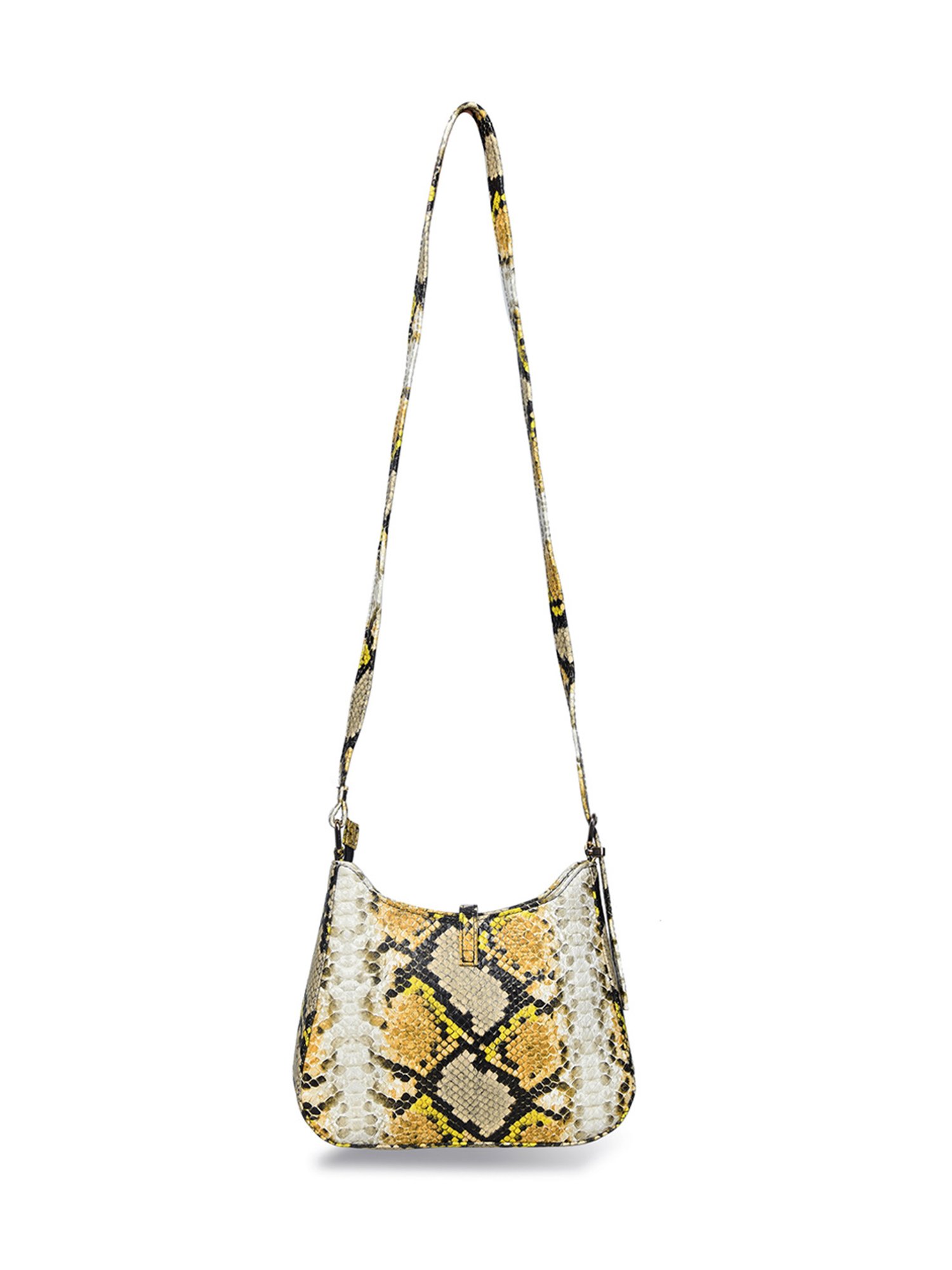 PELLE LUXUR Yellow & Black Animal Effect Small Shoulder Bag