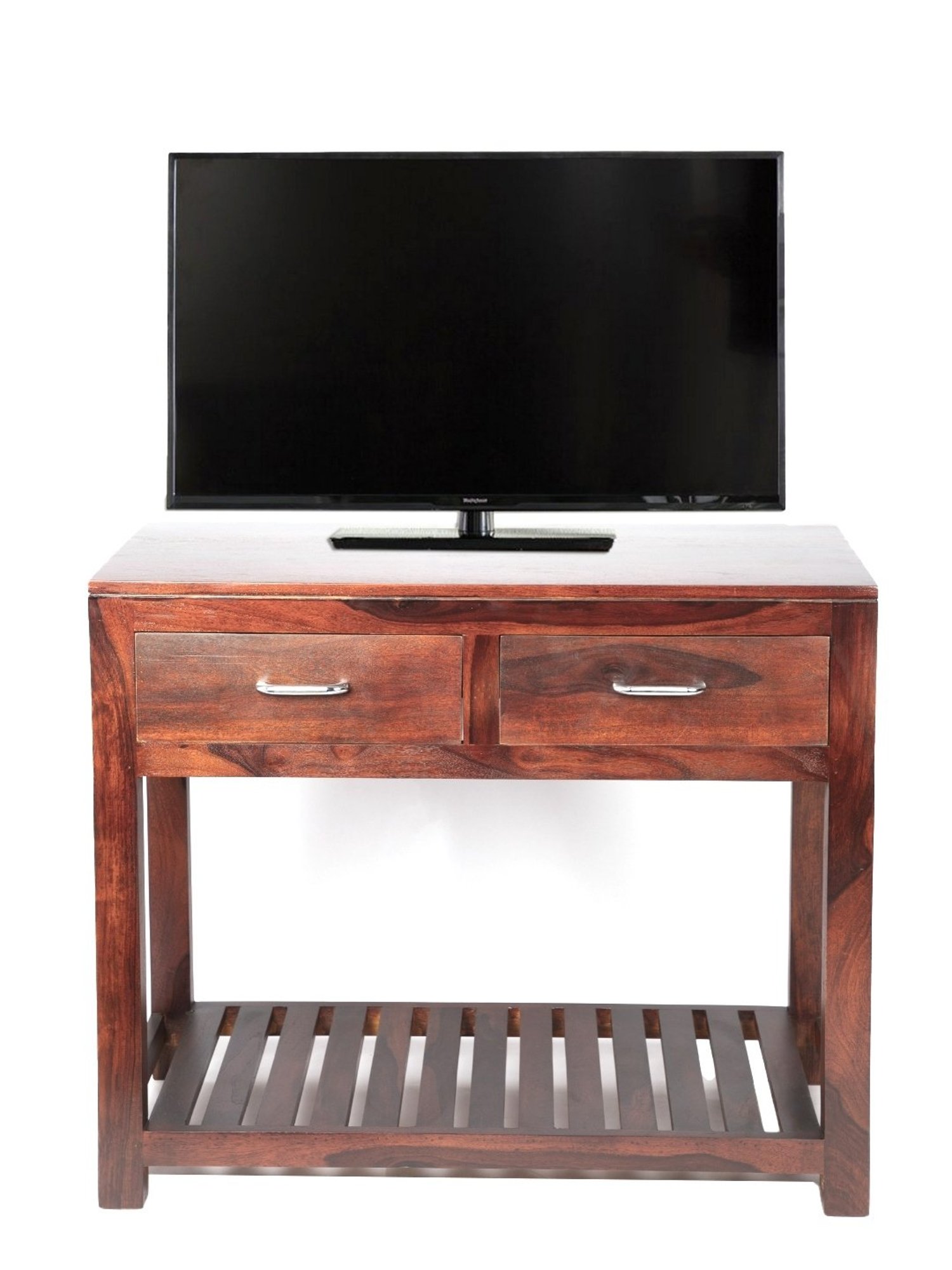 Ikiriya Allen Solid Dark Brown Wood Console Table Dark Walnut Finish