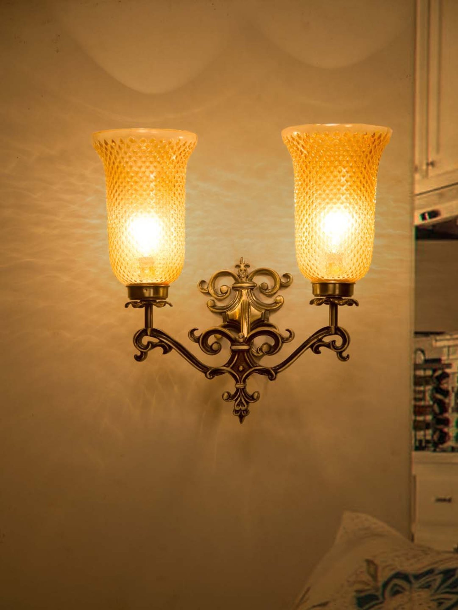 Fos Lighting Antique Brass Usha Double Wall Light (Bulb not included) - Set of 1