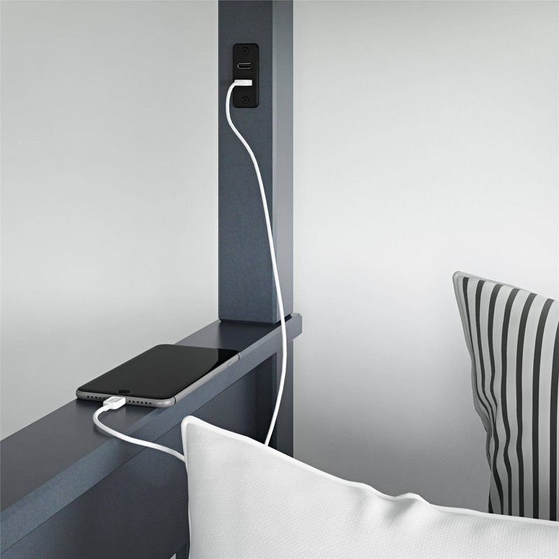 Full over Full Dolan Bunk Bed with USB Port Gray - Dorel Living