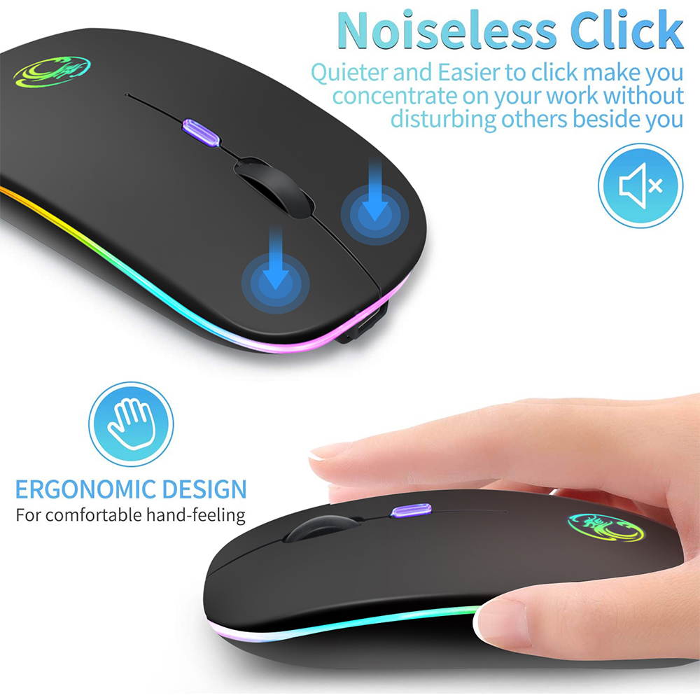 Wireless Mouse  Rechargeable Mouse Wireless Computer Silent Mause LED Backlit Ergonomic Gaming Mouse For Laptop PC