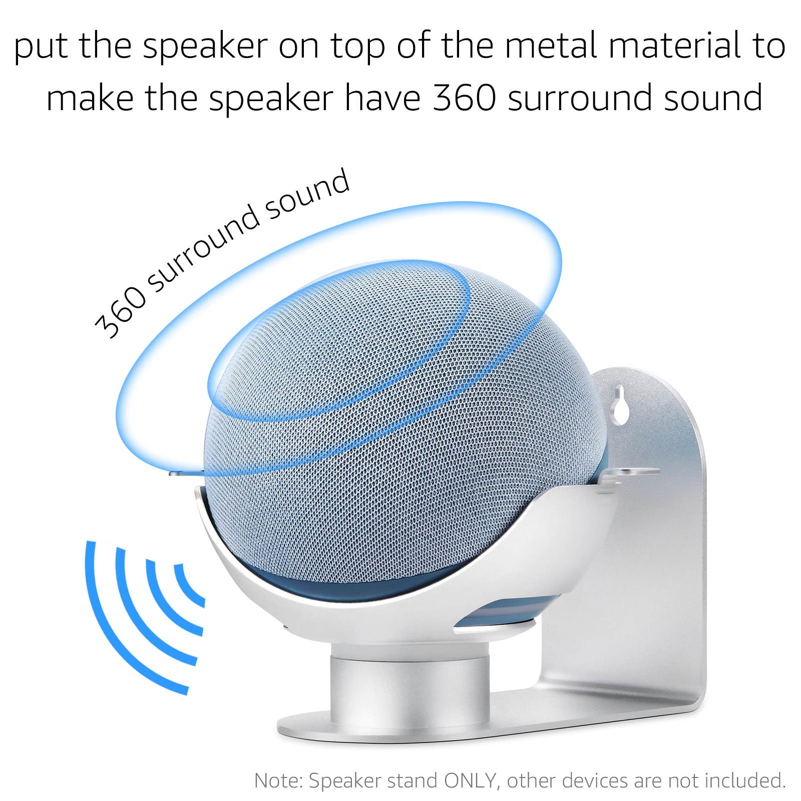 Newest Smart Speaker Stand Aluminum Alloy Hanger Holder Replacement for Echo Dot 4th Gen Speaker Wall Mount/Desk Type to Option