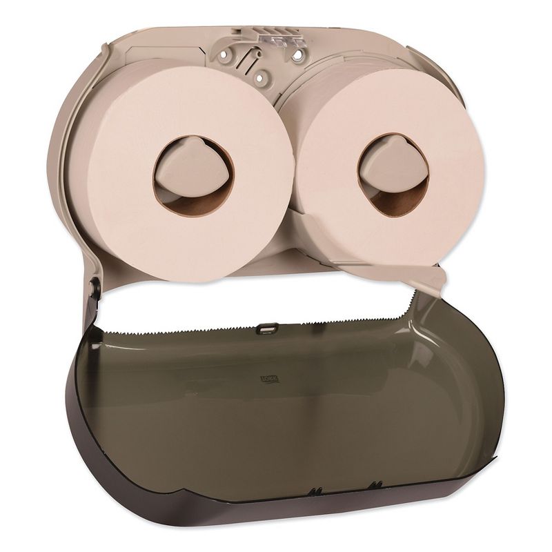 Tork Twin Jumbo Roll Bath Tissue Dispenser 19.29"Wx5.51"Dx11.83"H Black 56TR