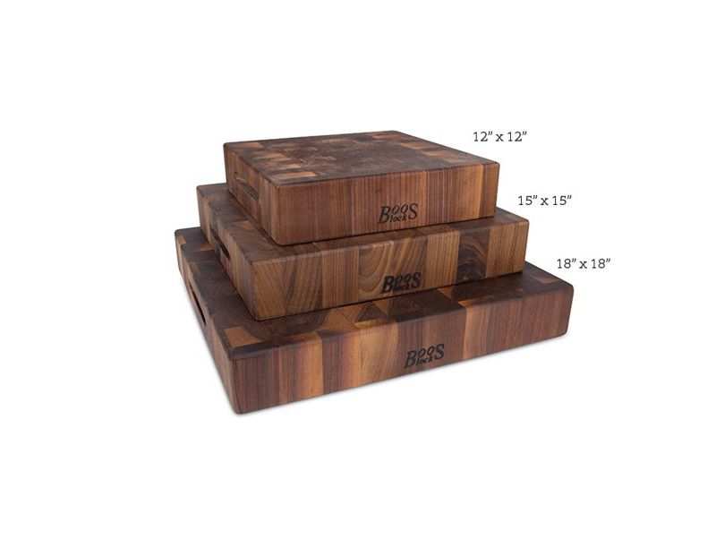 John Boos Classic Collection Walnut Wood Edge Grain Reversible Kitchen Countertop Butcher Chopping Block Charcuterie Cutting Board, 18 x 18 x 3 Inches