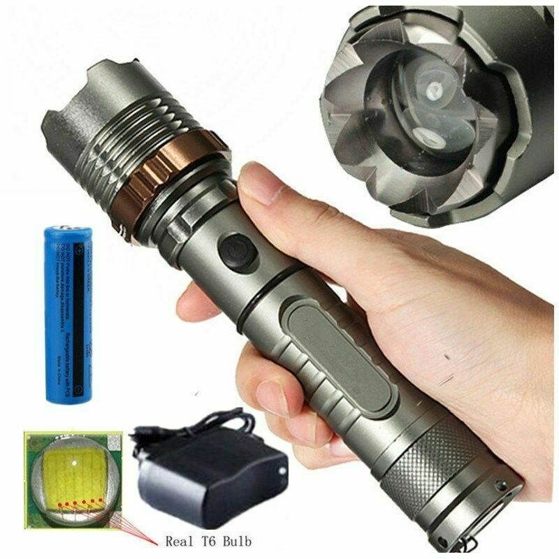 Rechargeable 900000LM Camping LED Flashlight T6 Tactical Police Torch+Batt+Char