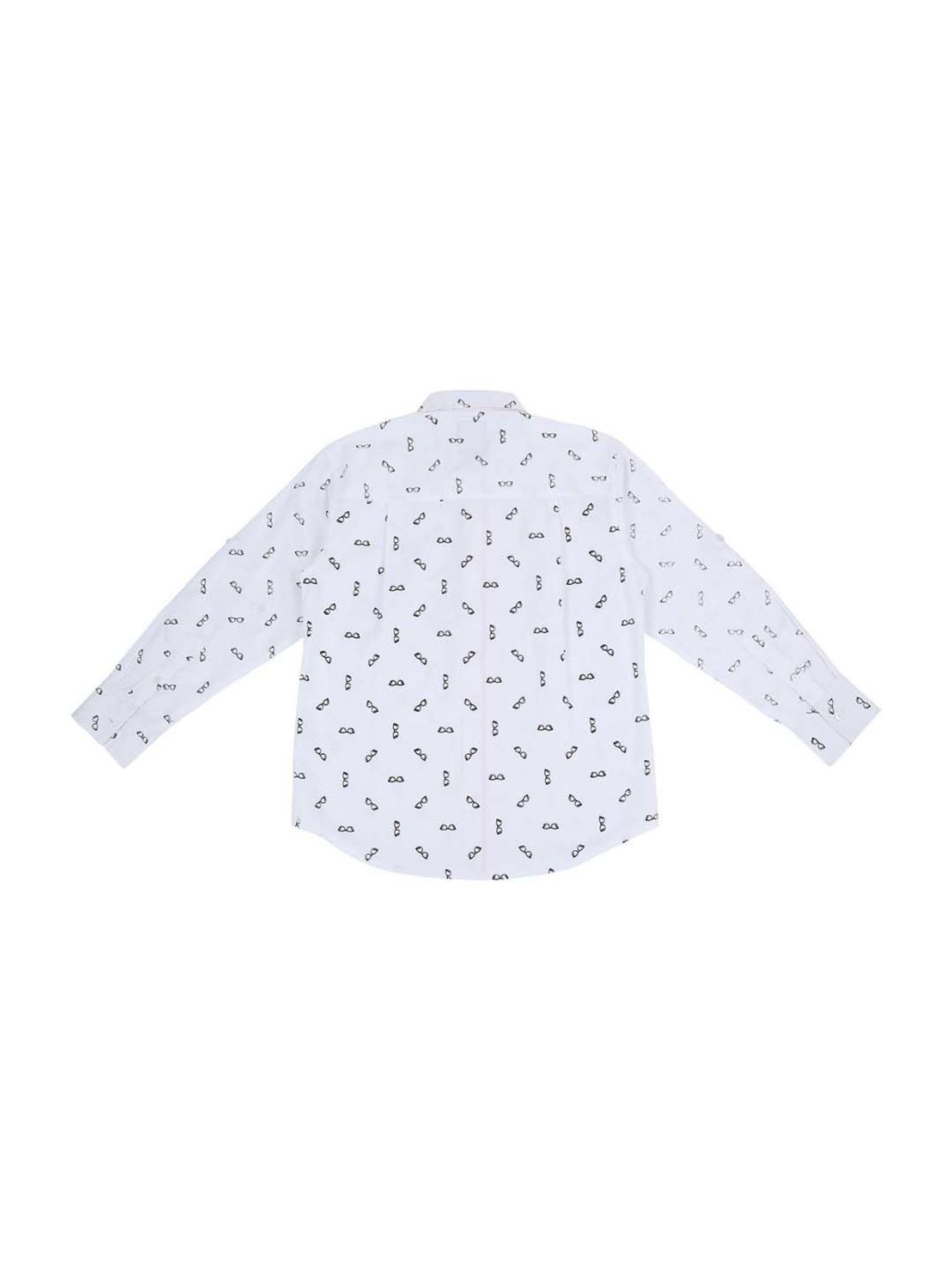 Palm Tree by Gini & Jony Boys White Cotton Printed Shirt