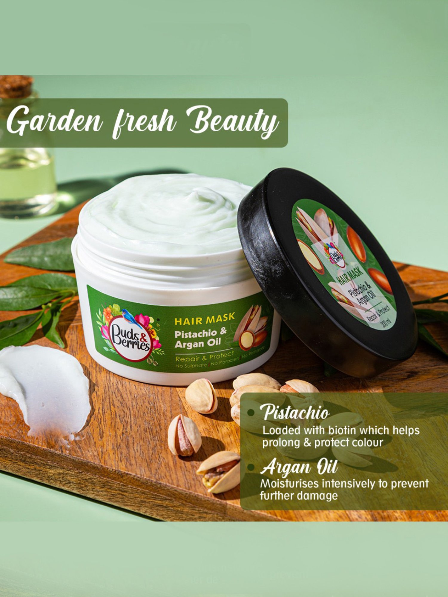 Buds & Berries Pistachio & Argan Oil Repair & Protect Hair Mask - 200 ml