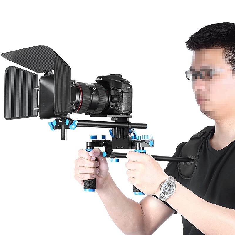 DSLR Movie Video Making Rig Set System Kit for Camcorder or DSLR Camera Such as Canon Nikon Sony Pentax Fujifilm Panasonic,Include:(1) Shoulder Mount+(1) 15mm Rail Rod System+(1) Matte Box
