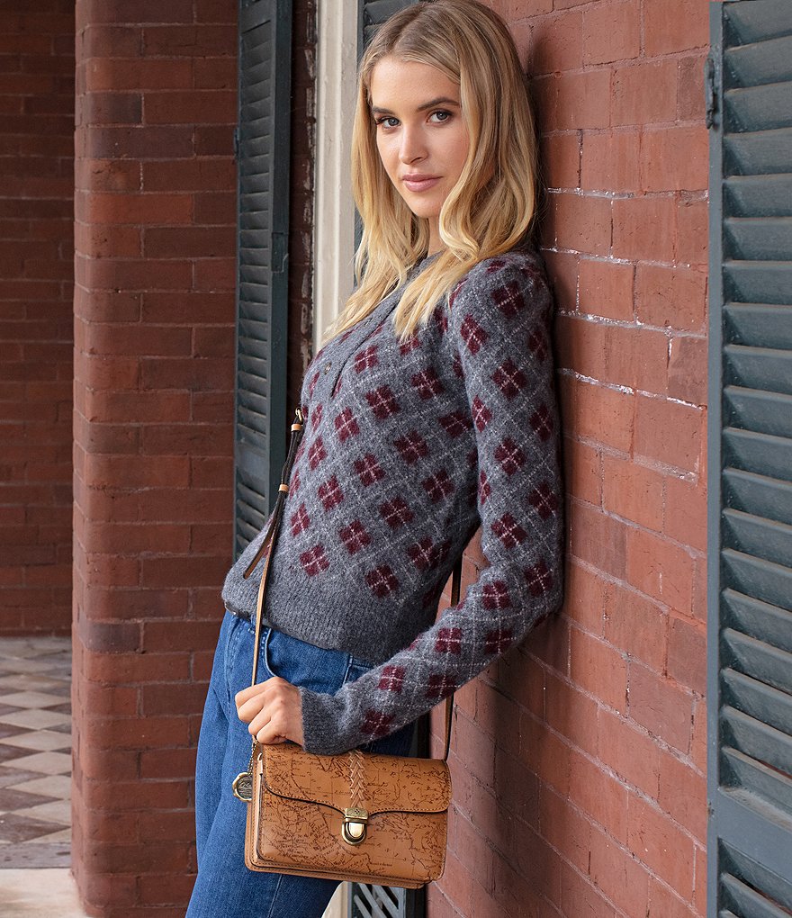 Patricia Nash Signature Map Collection Belizzi Leather Push-lock Crossbody Bag