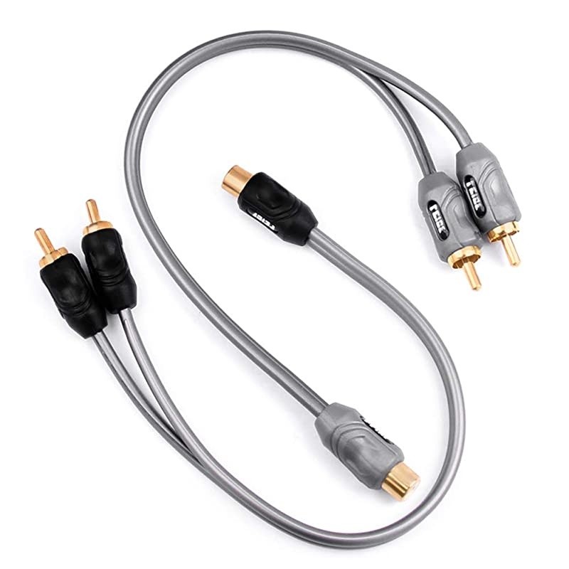 1ft 2 Male to 1 Female RCA Y Adapter Splitter Connector (2 Pack) (2 Male to 1 Female) (2M1F)