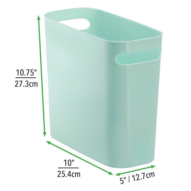 mDesign 3 Piece Decorative Bathroom Accessory Set, Curtain, Rug, Can - Mint/Gray