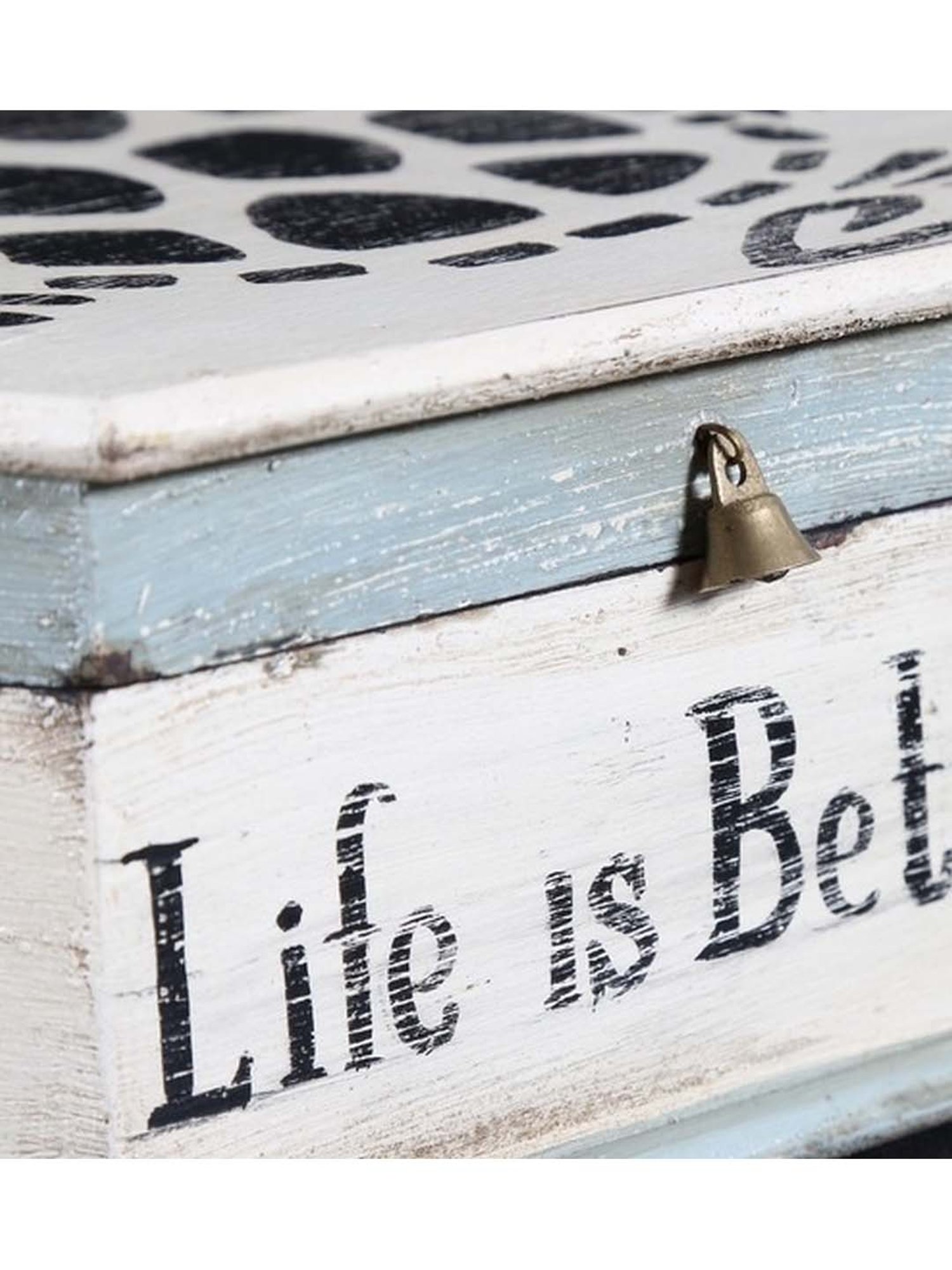 Artisans Rose White & Black Wood Vintage-Finished Box - Set of 1