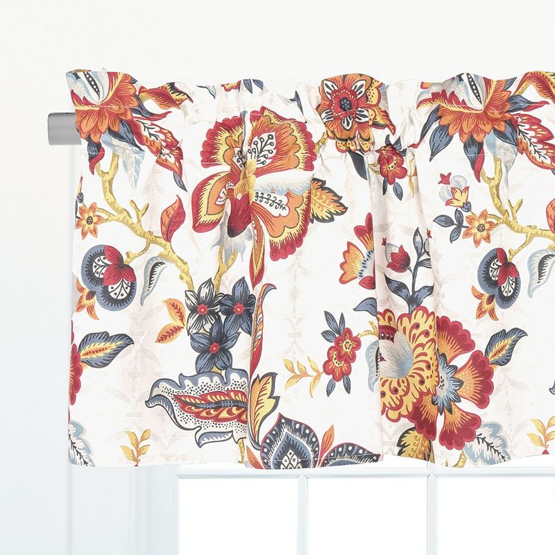 C&F Home Kennedy Red and Gold Floral Cotton Valance