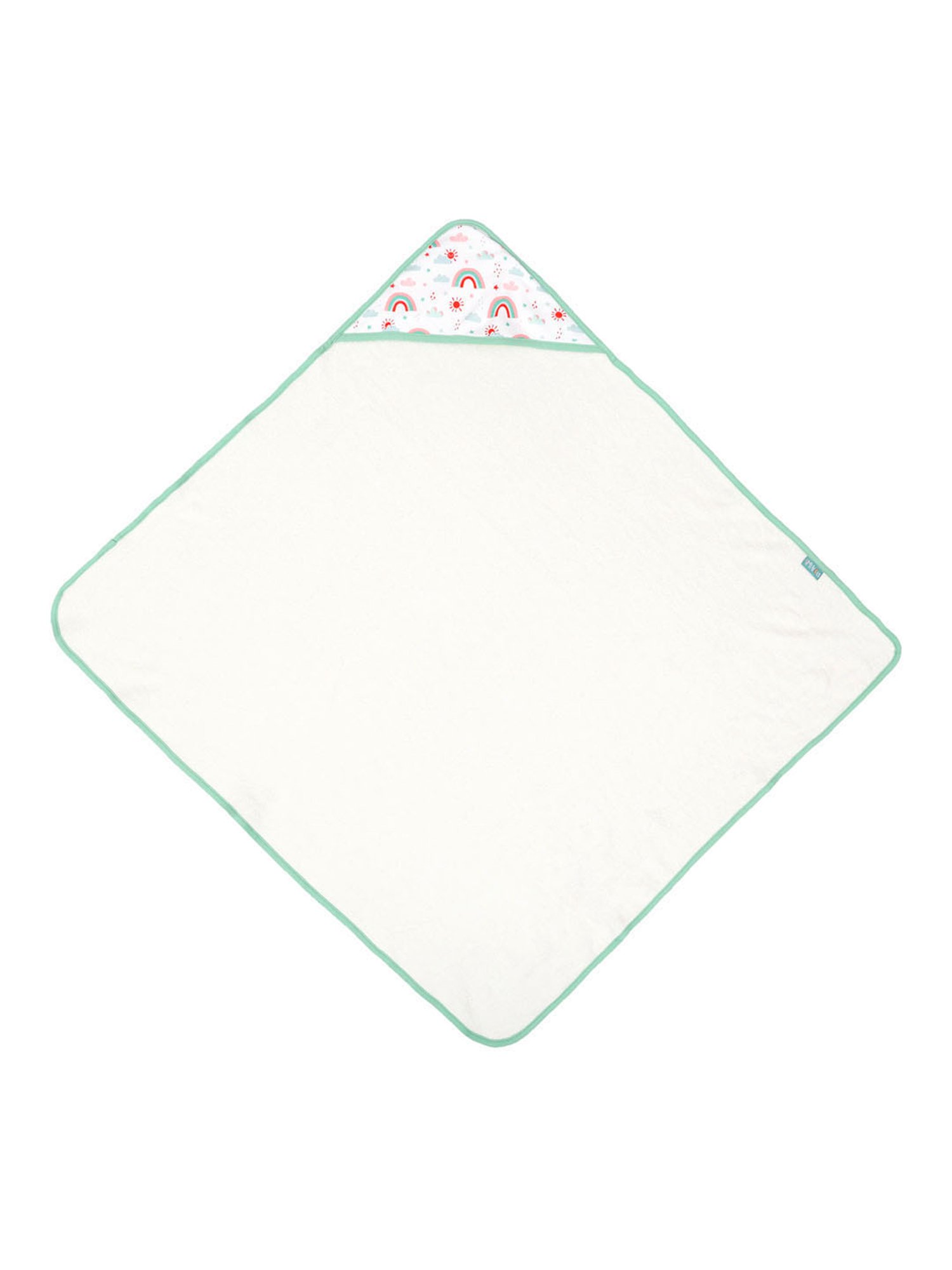 MiArcus Arcus White & Green Cotton 320 GSM Hooded Towel - Set of 1 (6-18 Month)