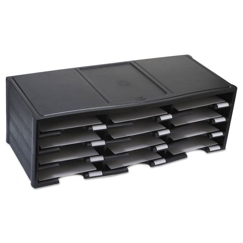 Storex Literature Organizer 12 Section 10 5/8 x 13 3/10 x 31 2/5 Black 61602U01C