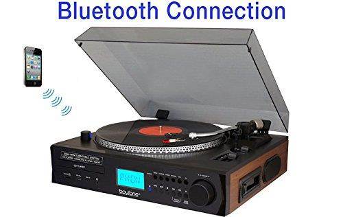 Boytone BT-11B Fully Automatic Large size Turntable Bluetooth Wireless speaker AM/FM, CD, USB, SD, Cassette Player