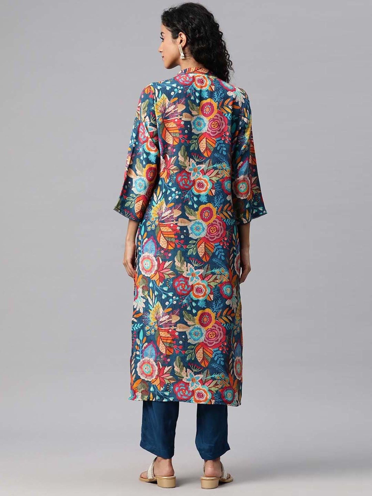 URBAN MYSTIC Black Rayon Embroidered Kurta & Sharara Set