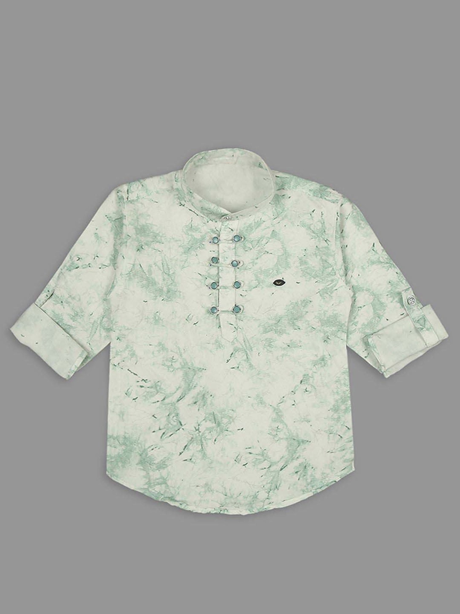 Kids Island Boys Green Printed Full Sleeves Clothing Set