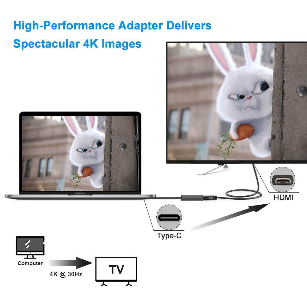 USB C Hub with Hidden Cable, CableCreation USB Type C to HDMI, Ethernet, USB 3.0, USB Type C PD Port, Compatible with MacBook Pro 2018, iPad Pro 2018, MacBook Air 2018, XPS, External Hard Drive