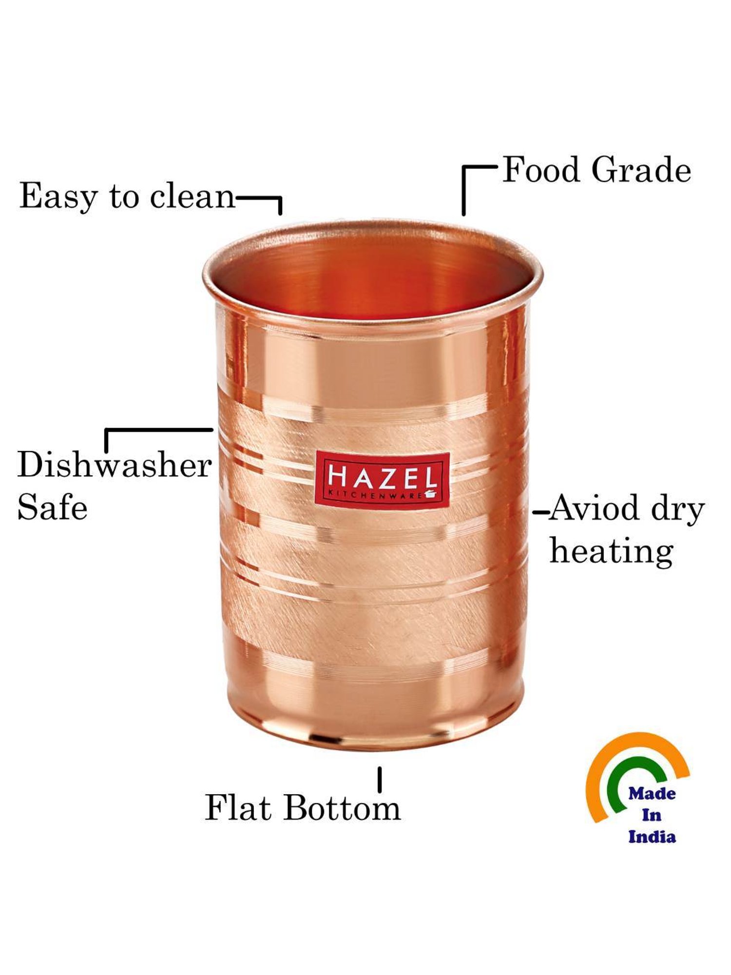 HAZEL 'Designer' Brown Copper Tumbler (0.4 L) - Set of 2