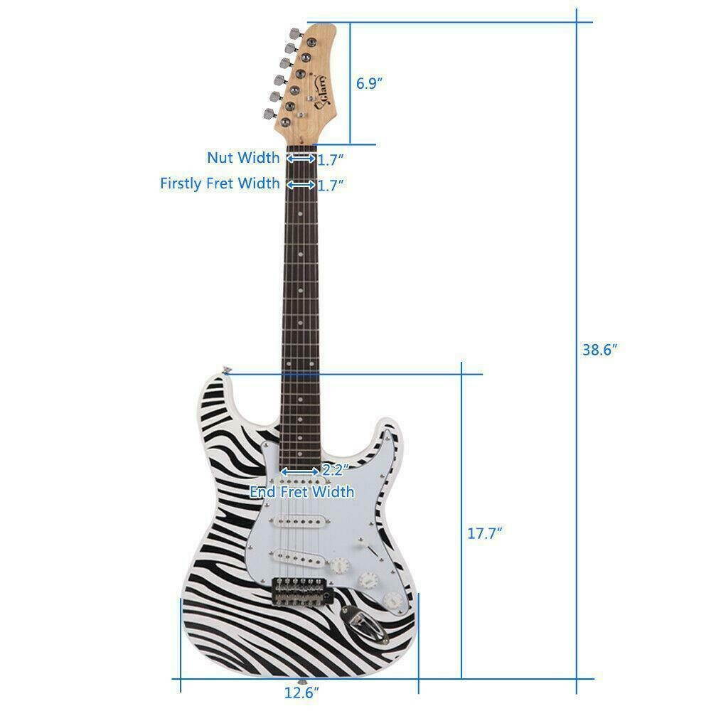 New GST-E 22-fret Rosewood Fingerboard Zebra Stripes Electric Guitar Set