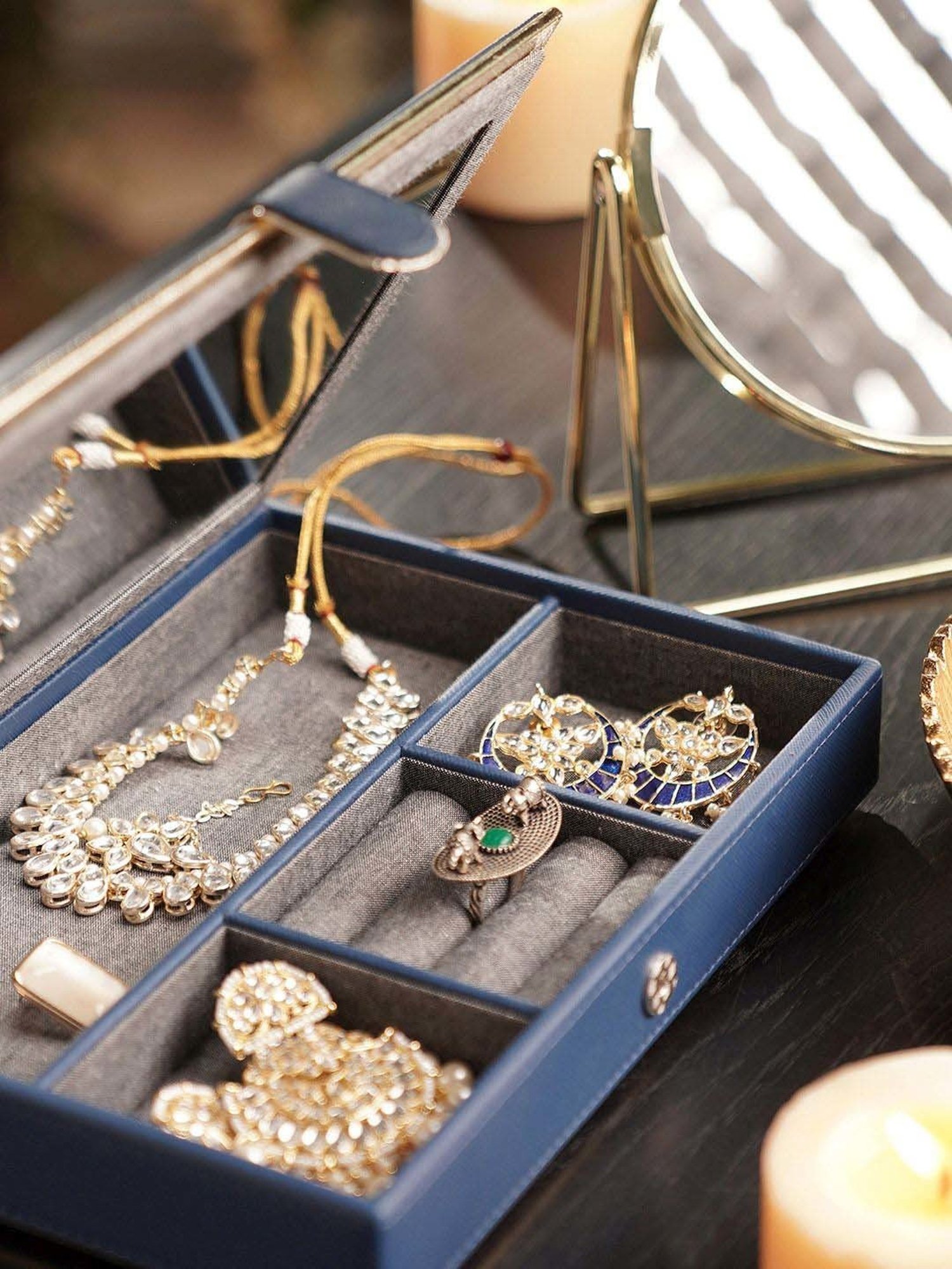 Pure Home and Living Blue Mdf Jewellery Box