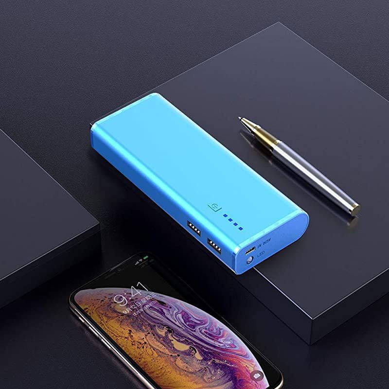 Portable Charger 10000mAh,  USB Power Bank External Battery Pack with Flashlight Compatible with iPhone XR 8 Plus X iPad Samsung Galaxy S8 Note 8 Smartphones Tablet (Black) [Upgraded 2021]