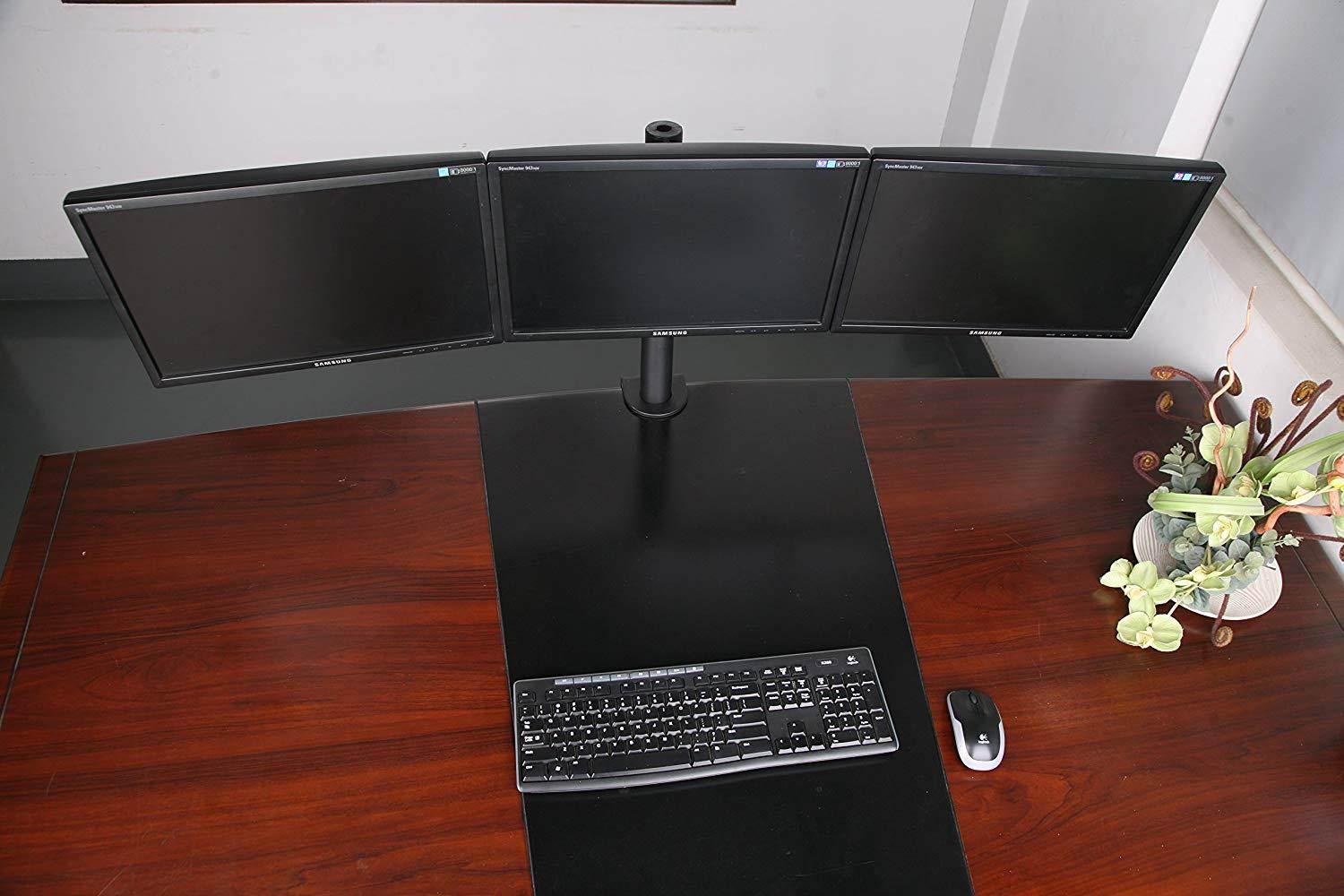 XtremPro Triple Monitors Desk Mount Stand Mount, Adjustable Tilt &plusmn;15&deg;, 360 Rotation, Fits 3 Screens 13" to 27" - Black (41024)