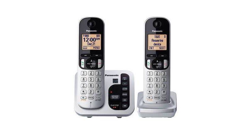 Panasonic DECT 6.0 Plus Cordless Phone System (KX-TGC222S) with Answering Machine - Silver