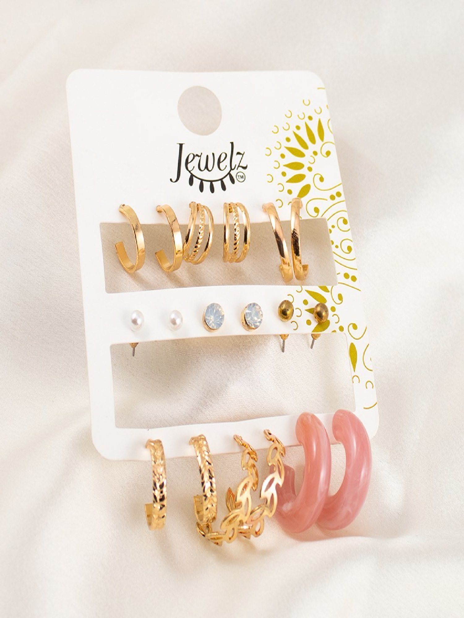 Jewelz Fashion Gold Hoop Earrings for Women Pack of 9