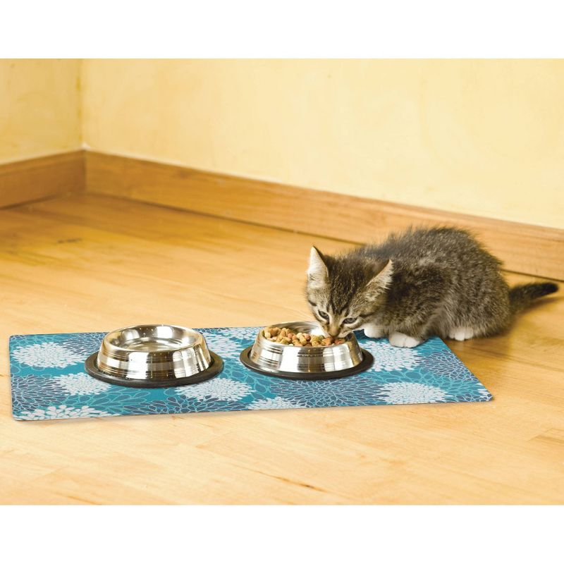 Drymate Dog and Cat Feeding Placemat - Blossoms Gray & White