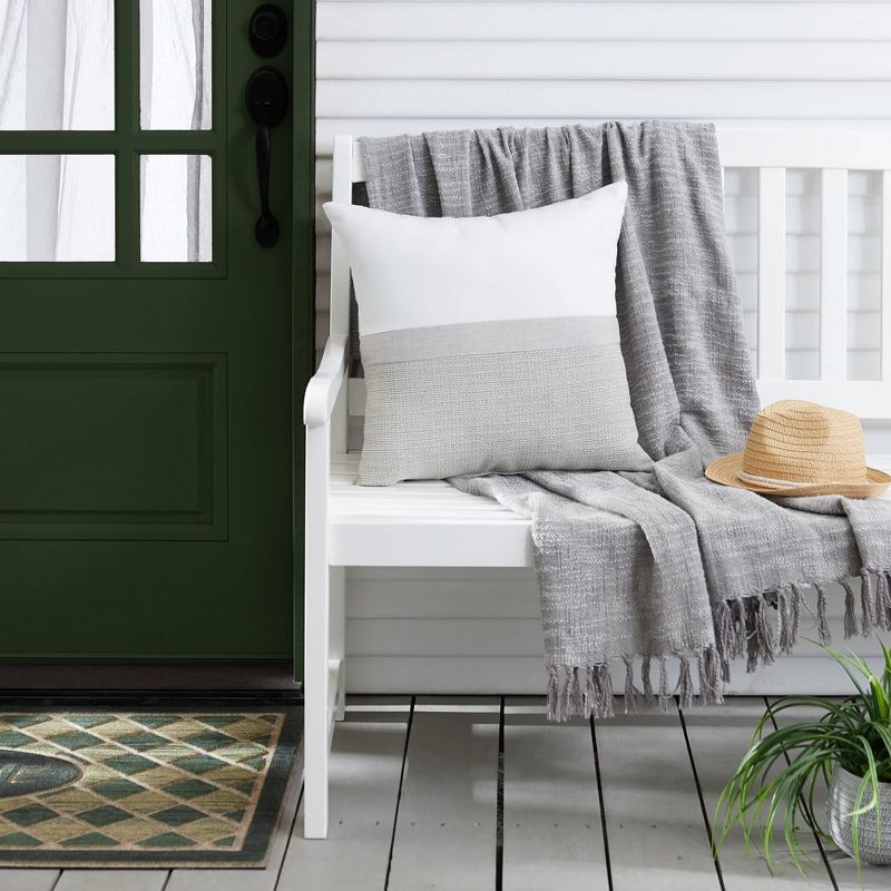 Sunbrella 20" Outdoor Throw Pillow Natural/Gray