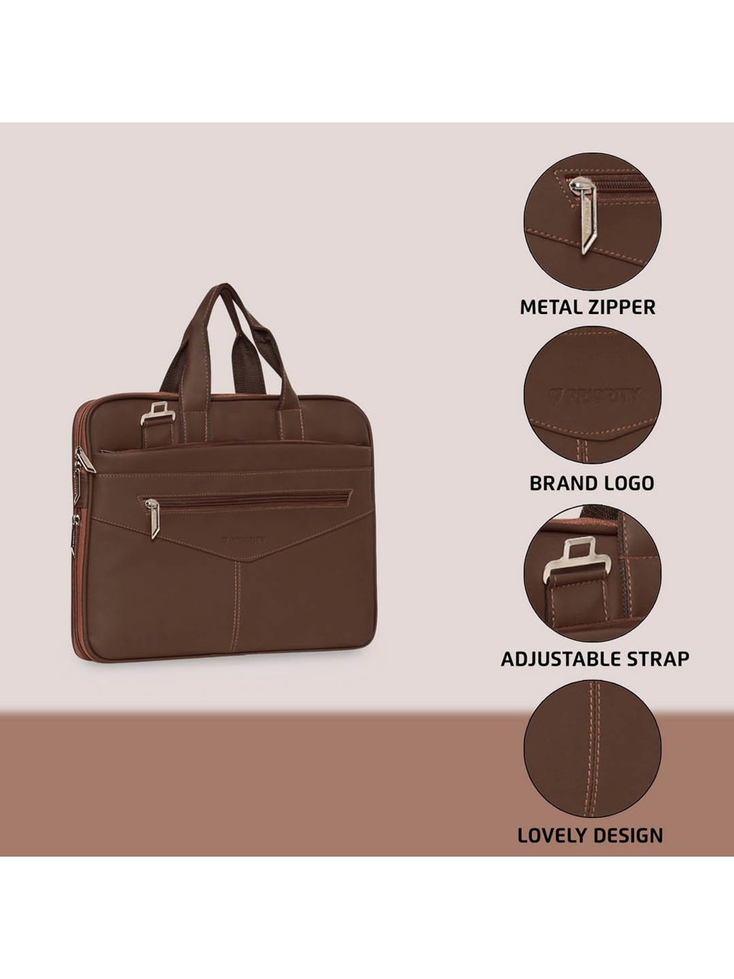 Priority Brown Synthetic Large Messenger Bag