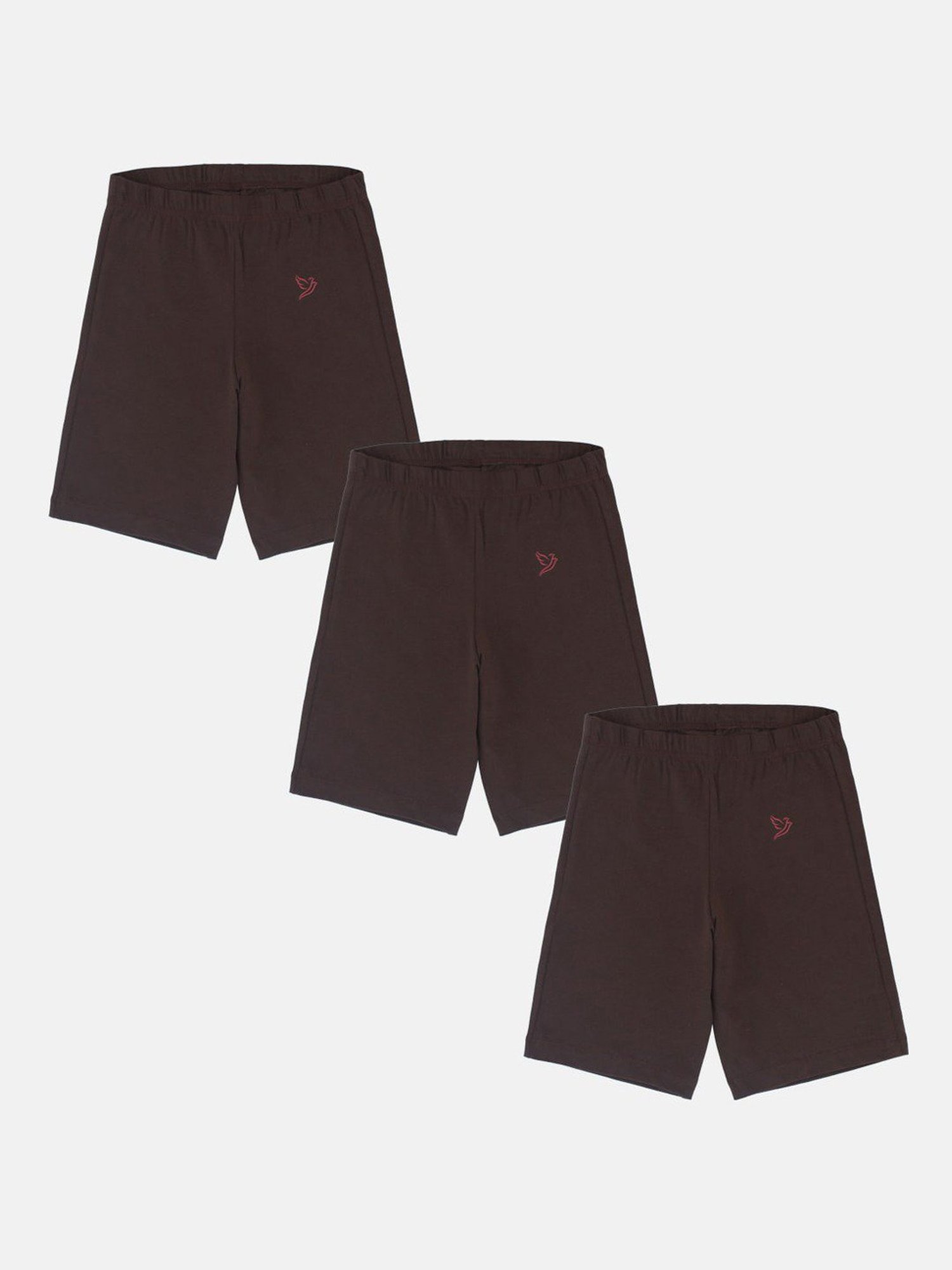 TWIN BIRDS Kids Brown Solid Shorts (Pack Of 3)