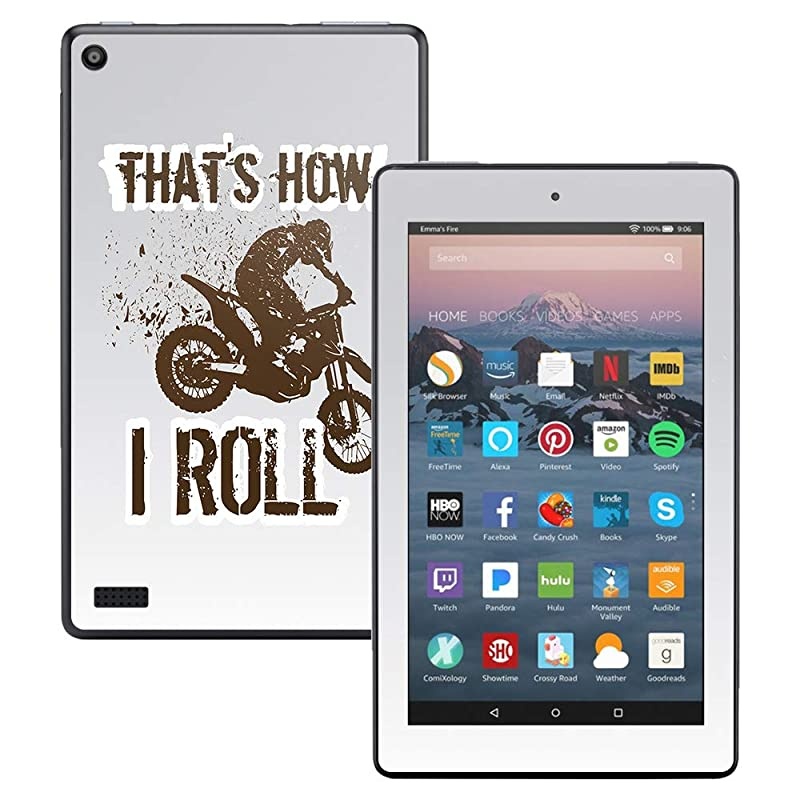Skin Compatible with  Kindle Fire 7 2017 Motocross | Protective Durable and Unique Vinyl Decal wrap Cover | Easy to Apply Remove and Change Styles | Made in The USA