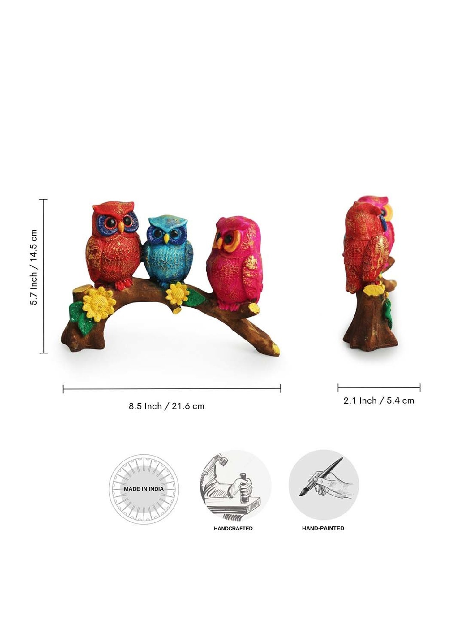 ExclusiveLane Multicolor Resin Owl Buddies Showpiece