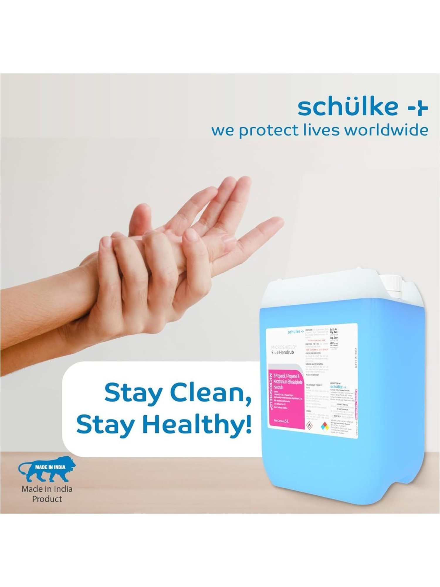 Microshield Handrub with 99.99 Percent Effective Against Germs, Skin Friendly 5 Ltr (Blue)