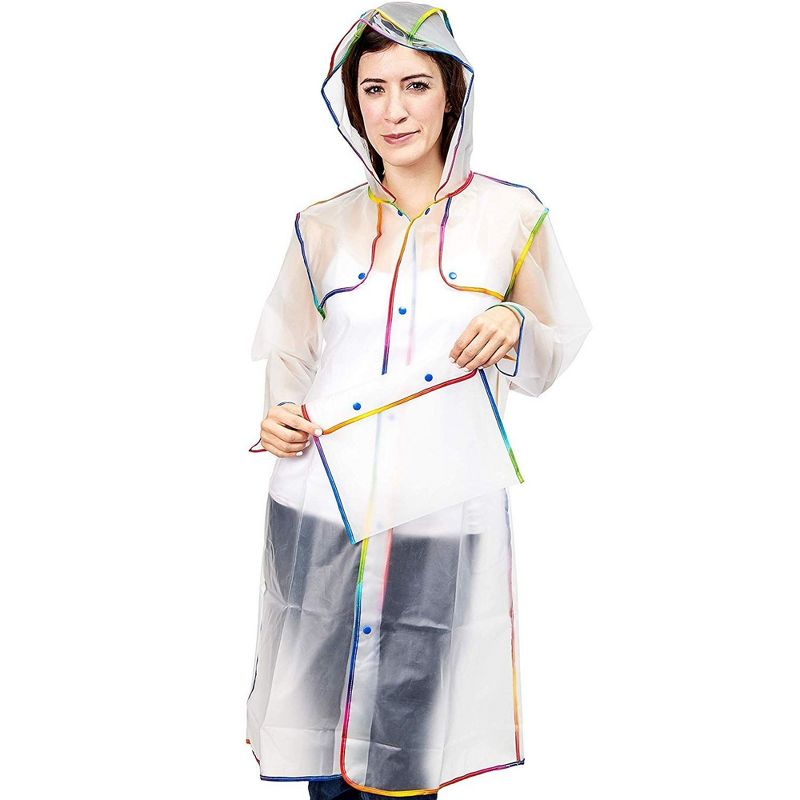 Juavle Clear Portable Rain Poncho Jacket Raincoat for Adults, 22 x 52 in