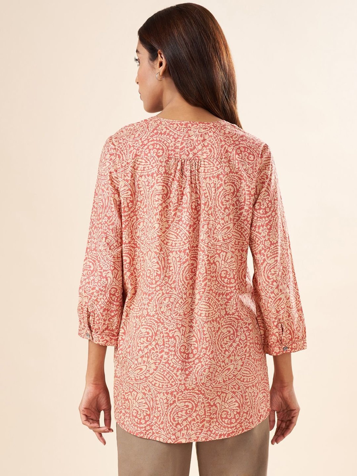 Akkriti by Pantaloons Rust Cotton Printed Tunic