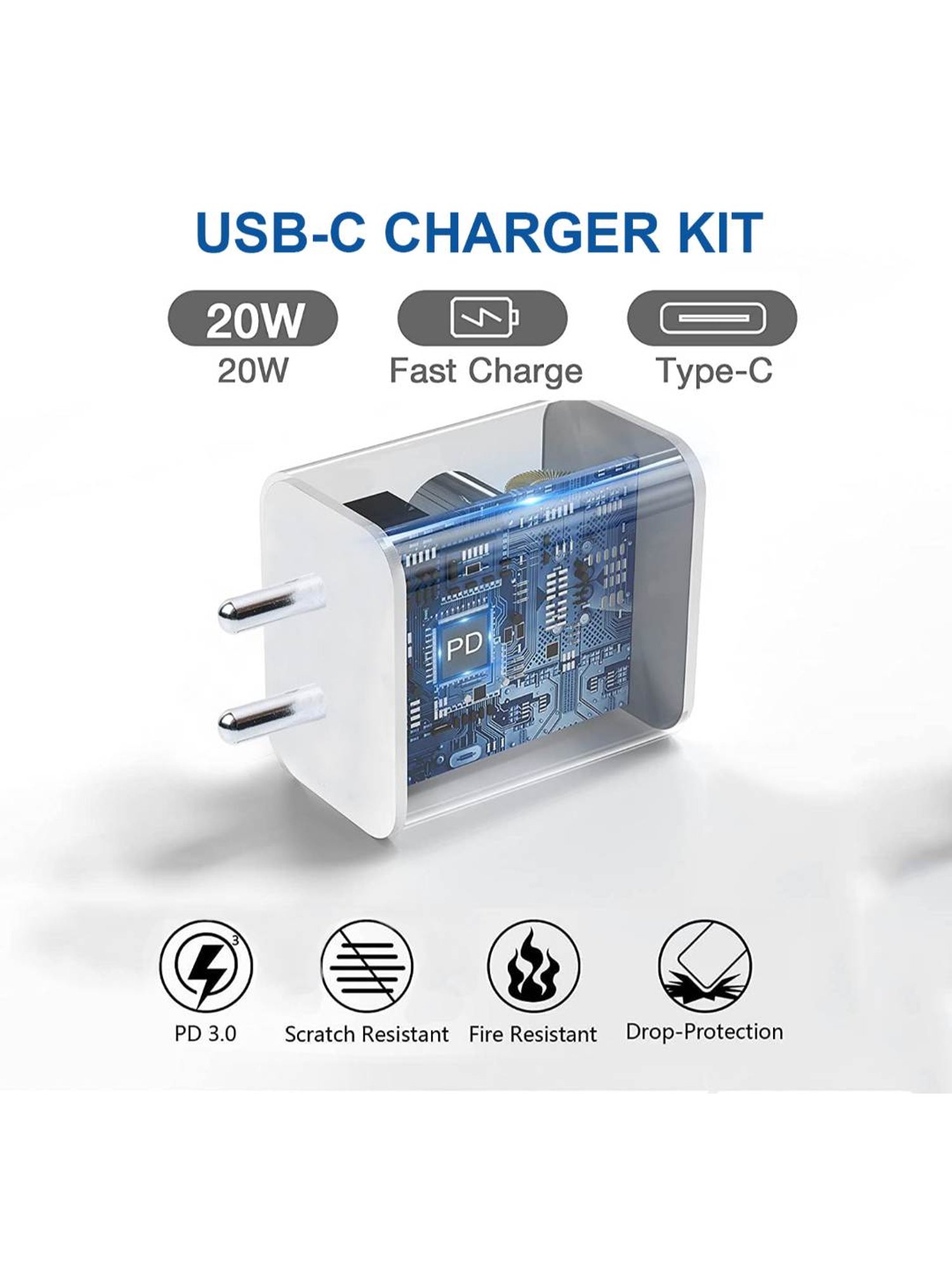 UNIGEN 20W PD Type-C Fast Charger Adapter for Samsung Galaxy S20 (White)