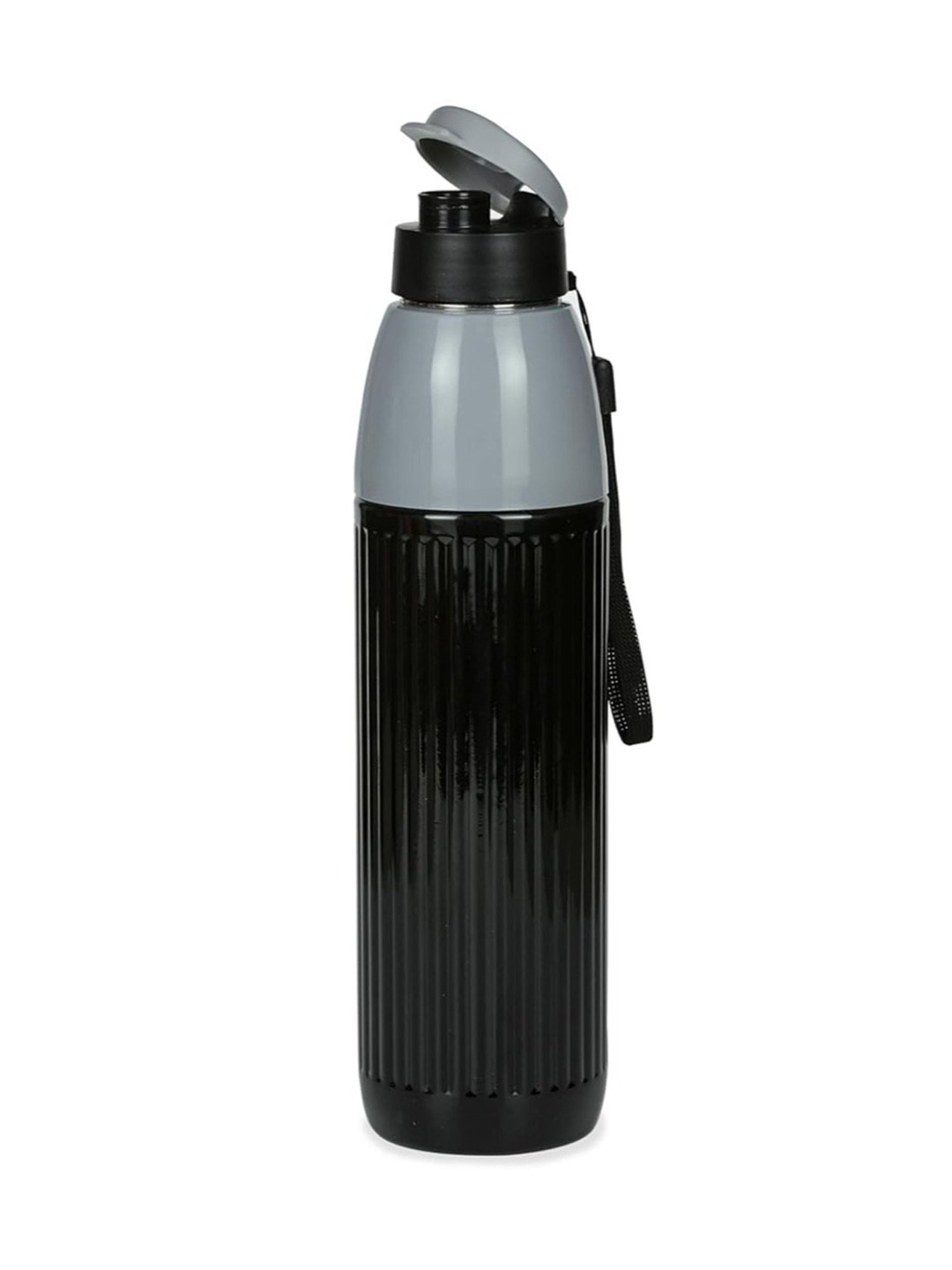 Varmora Veto Black Stainless Steel Insulated Inner Steel Outer Plastic Water Bottle - 700 ml
