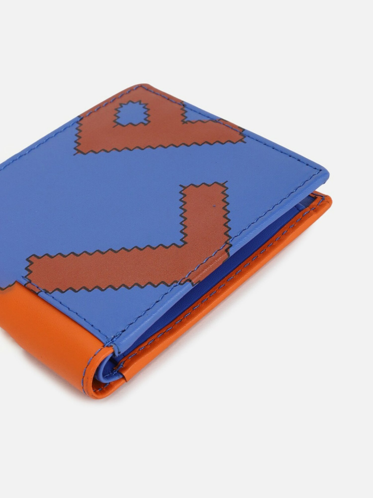 Louis Philippe Blue Printed Leather Bi-Fold Wallet for Men