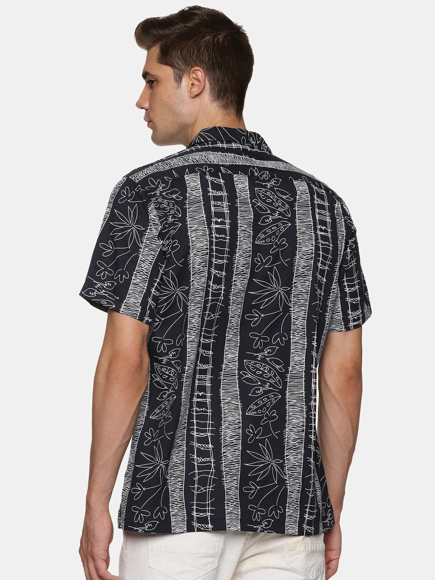 Don Vino Black Regular Fit Printed Shirt