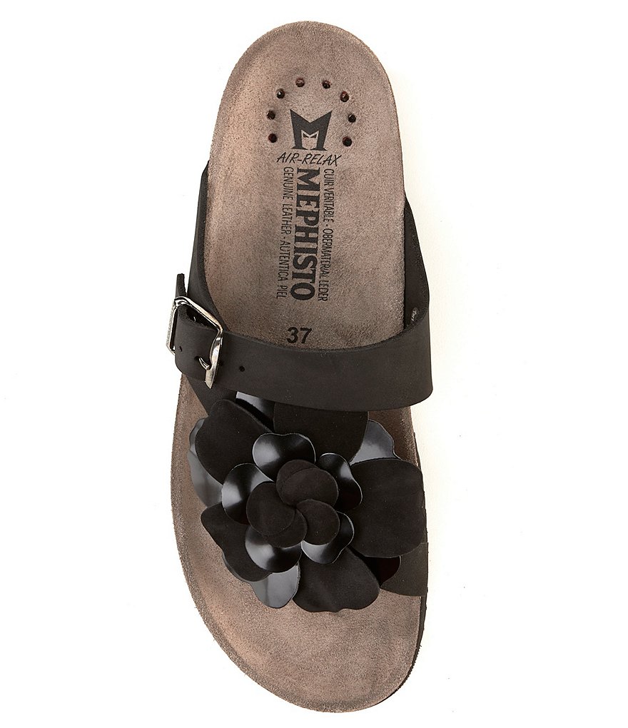 Mephisto Helen Flower Buckle Detail Leather Casual Sandals