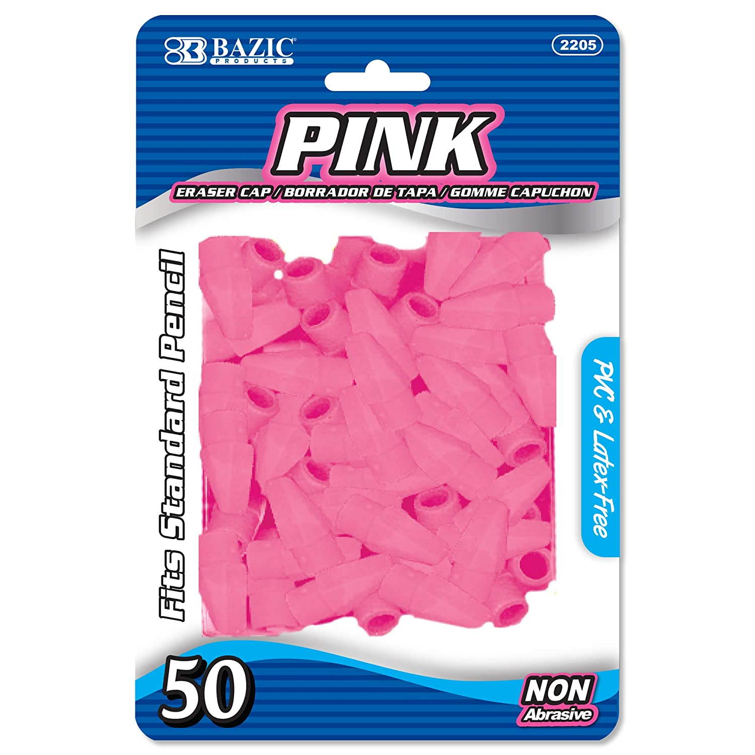 BAZIC Pink Eraser Top (50/Pack), 1-Pack