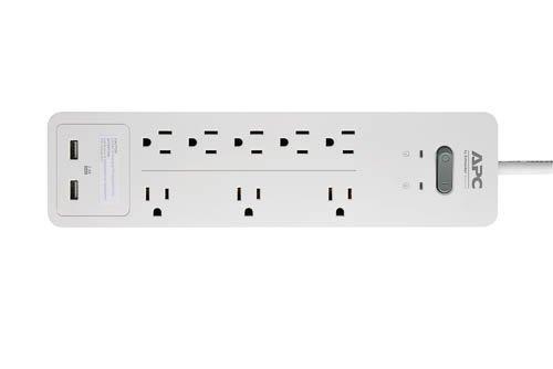 APC 8-Outlet Surge Protector Power Strip with USB Charging Ports, 2160 Joules, SurgeArrest Home/Office (PH8U2W)