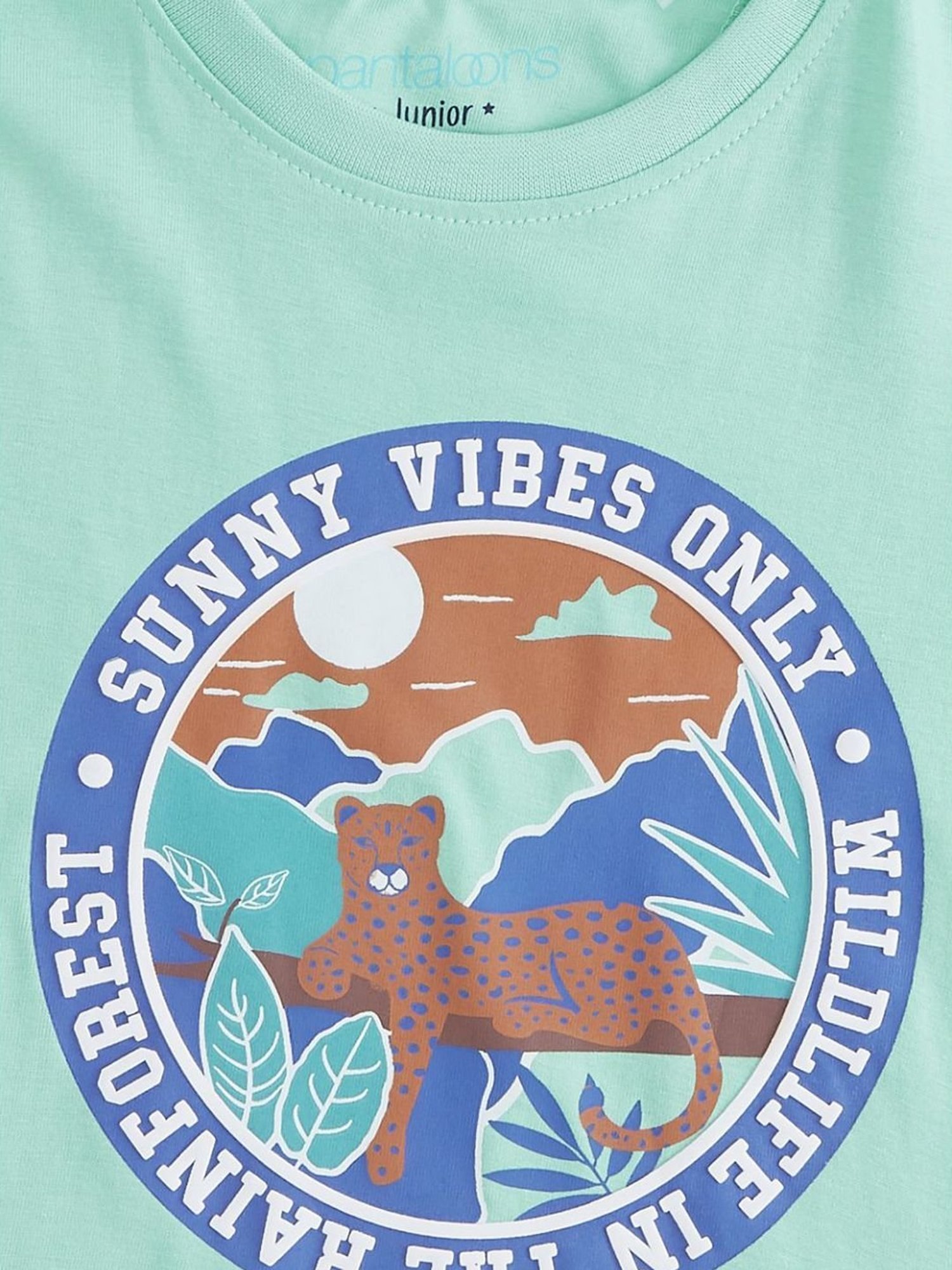 Pantaloons Junior Mint Green Cotton Printed T-Shirt