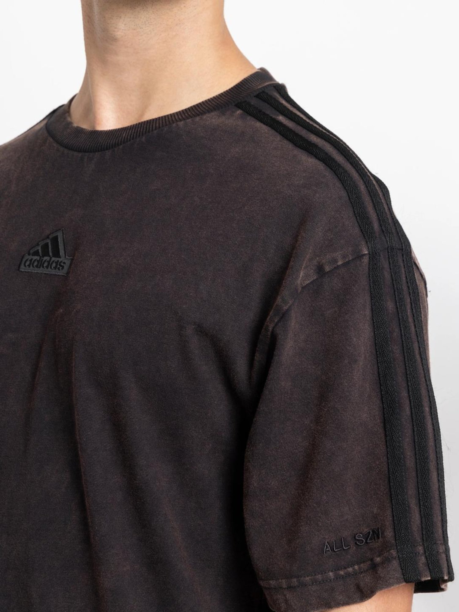 Adidas Black Cotton Regular Fit Texture Sports T-Shirt